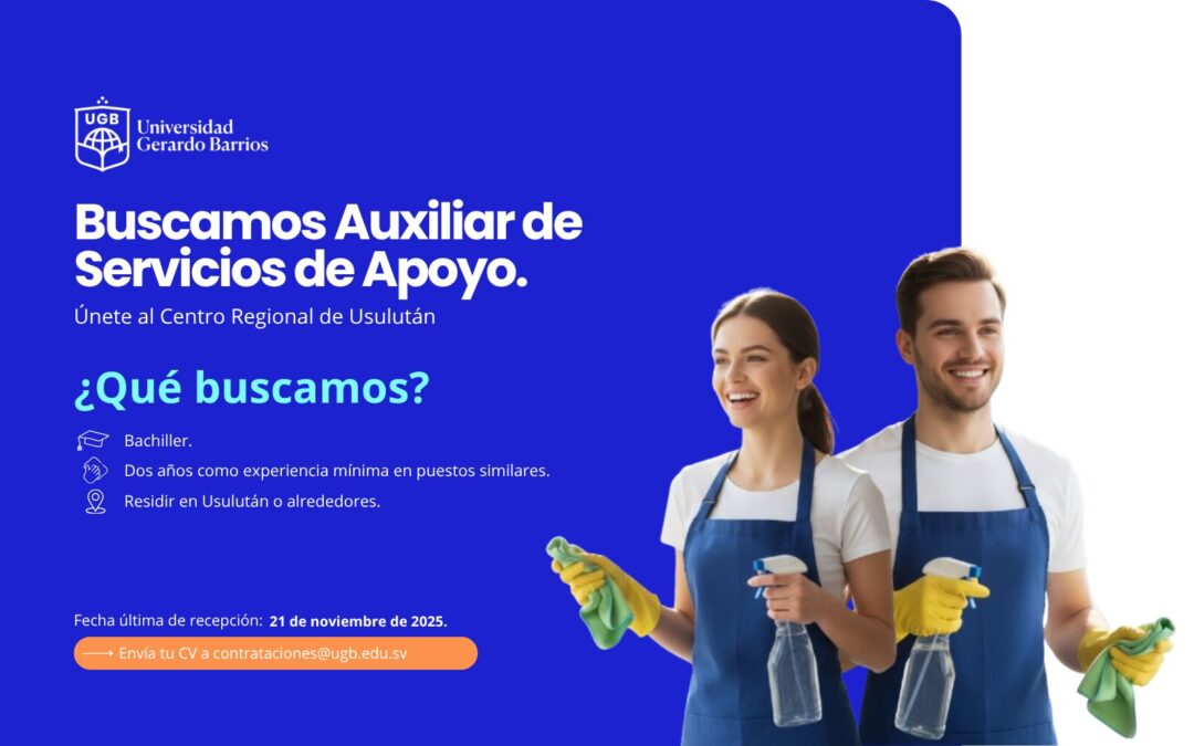 PLAZA DISPONIBLE: AUXILIAR DE SERVICIOS  DE APOYO PARA EL CRU