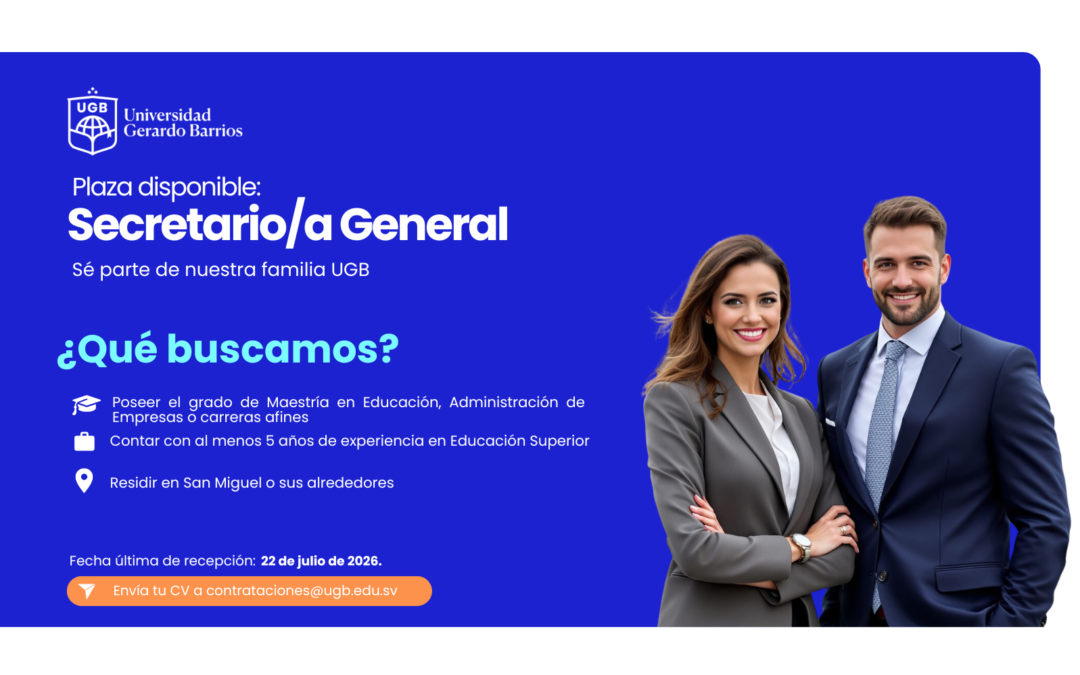 PLAZA DISPONIBLE: SECRETARIO/A GENERAL