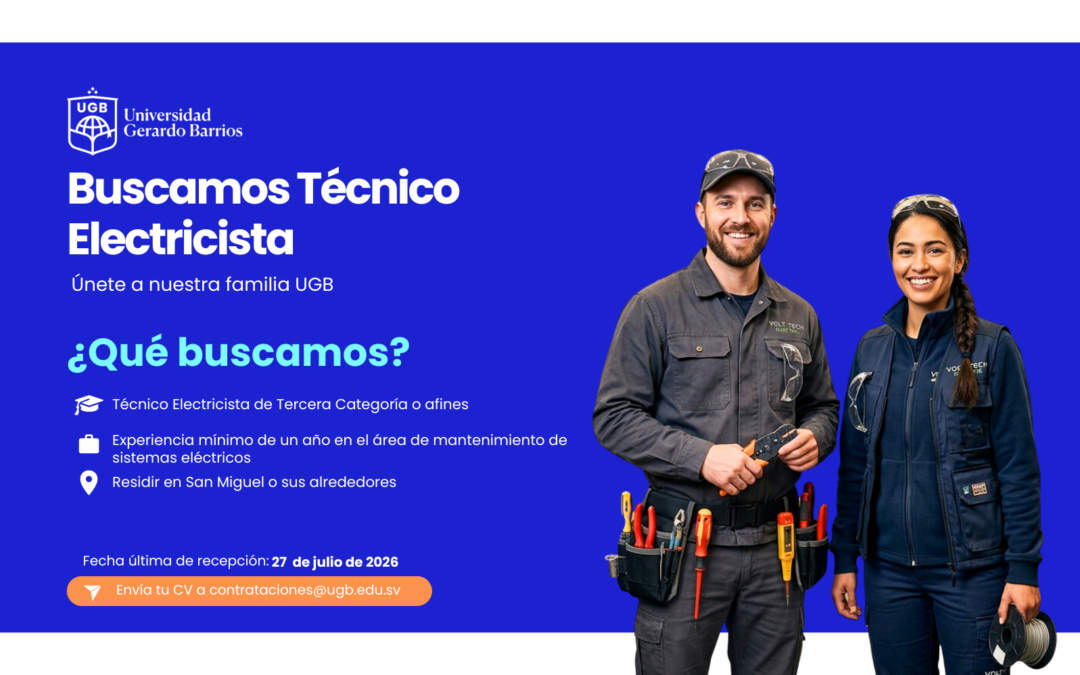 PLAZA DISPONIBLE: TÉCNICO ELECTRICISTA